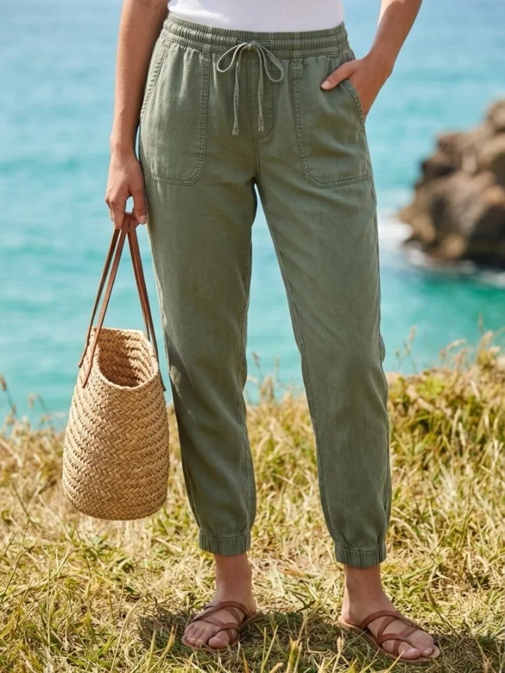 Hollister Pull On High Rise Relaxed Minimalist Womens Jogger Pants Size Small - Picture 7 of 14
